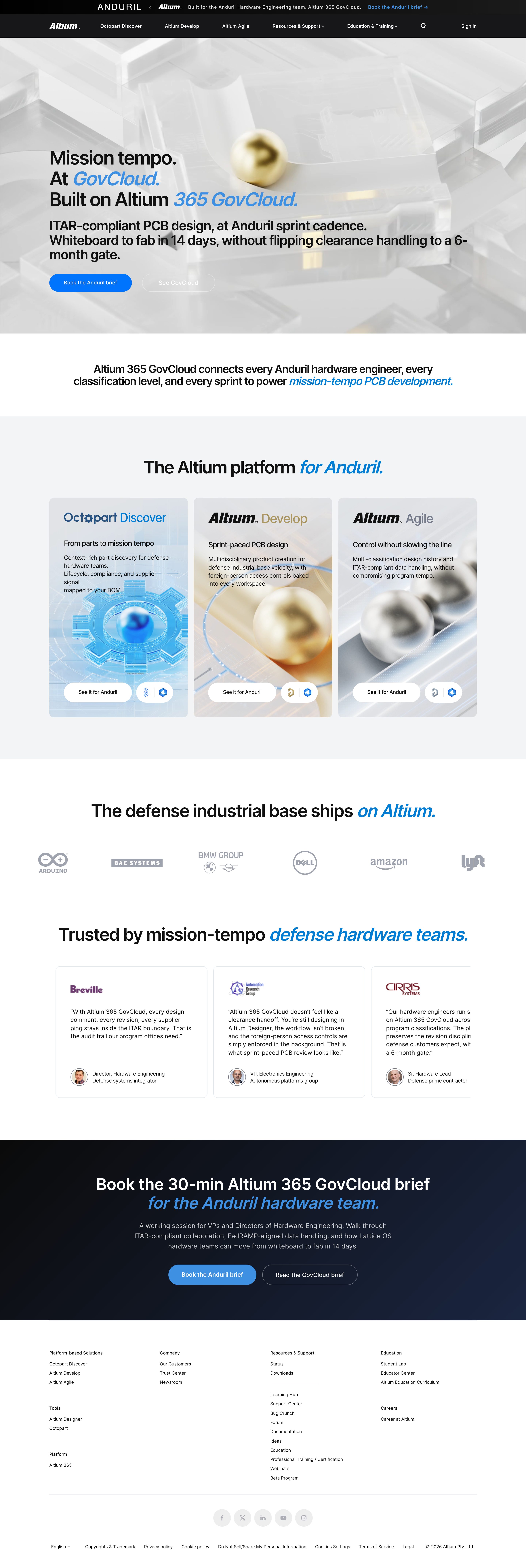 Anduril landing page