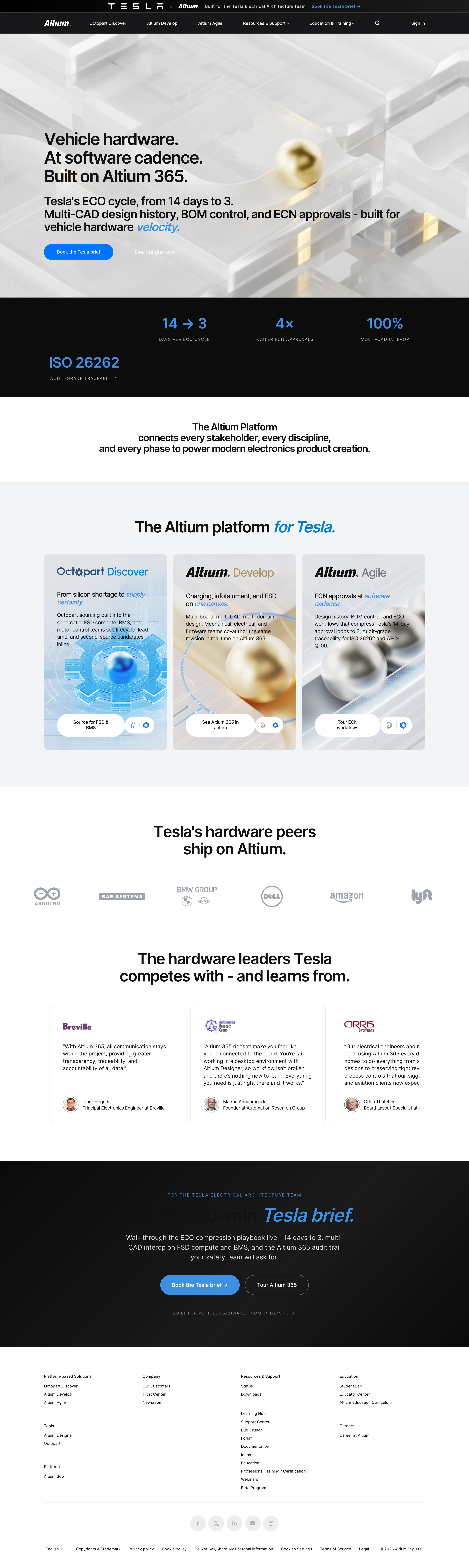 Tesla landing page